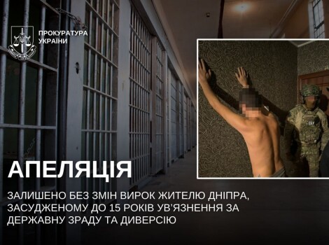 Дніпро: Вирок агенту РФ за шпигунство ППО та диверсію на залізниці.